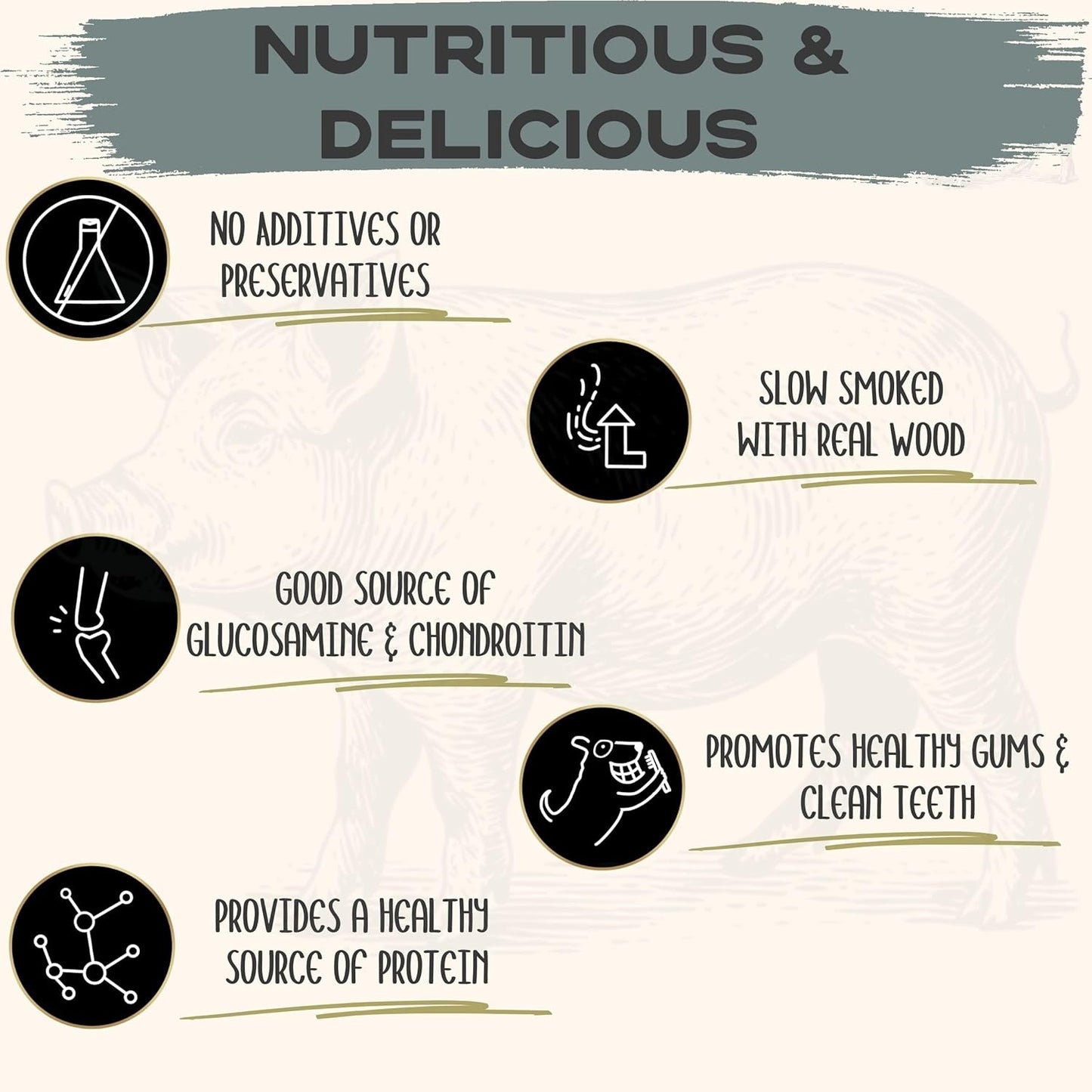 JACK'S PREMIUM Natural Pig Ears for Dogs - Large Ears - Made in The USA Wood Smoked, Preservative Free Dog Chew - Ideal for Small, Medium, and Large Dogs (12, Whole Pig Ear)