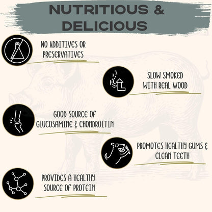 JACK'S PREMIUM Natural Pig Ears for Dogs - Large Ears - Made in The USA Wood Smoked, Preservative Free Dog Chew - Ideal for Small, Medium, and Large Dogs (12, Whole Pig Ear)