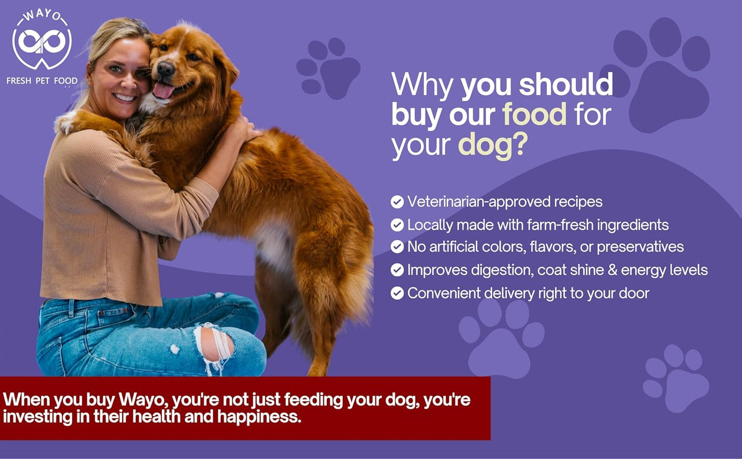 WaYo Fresh Dog Food Fresh Human Grade Meals for Dogs | Grass Fed Premium Meat | All Life Stages | High Protein, Ready to Serve Dog Food| No Fillers or Artificial Additives (Turkey 9 Pack 12 Oz)