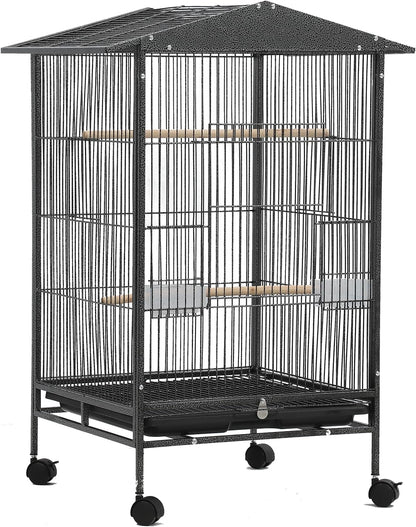 33‘’ Parakeet Cage, Bird Cage, Parrot Cage with Parrot Toys,Perch,Parakeet Cage Accessories,for Cockatiels,Finches,Lovebirds,Conure,Budgie, Canaries,Quaker,Pigeon Eclectus, Sun Parakeet