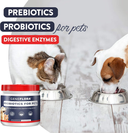Digestive Enzymes Prebiotics & Pet Probiotics for Dogs Powder, Cat, Rabbit, & Dog Probiotics for Yeast, Itchy Skin, and Itchy Ears, 3.2 Ounces