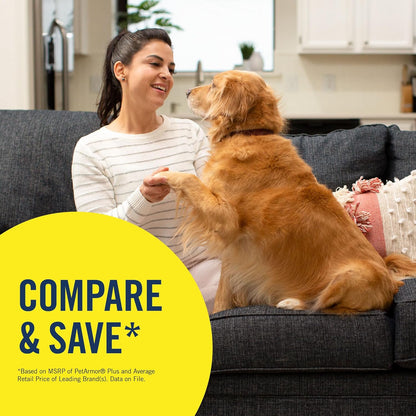 PetArmor Plus Flea and Tick Prevention for Dogs, Small Dog Flea and Tick Treatment, 3 Doses, Waterproof Topical, Fast Acting (5-22 lbs)