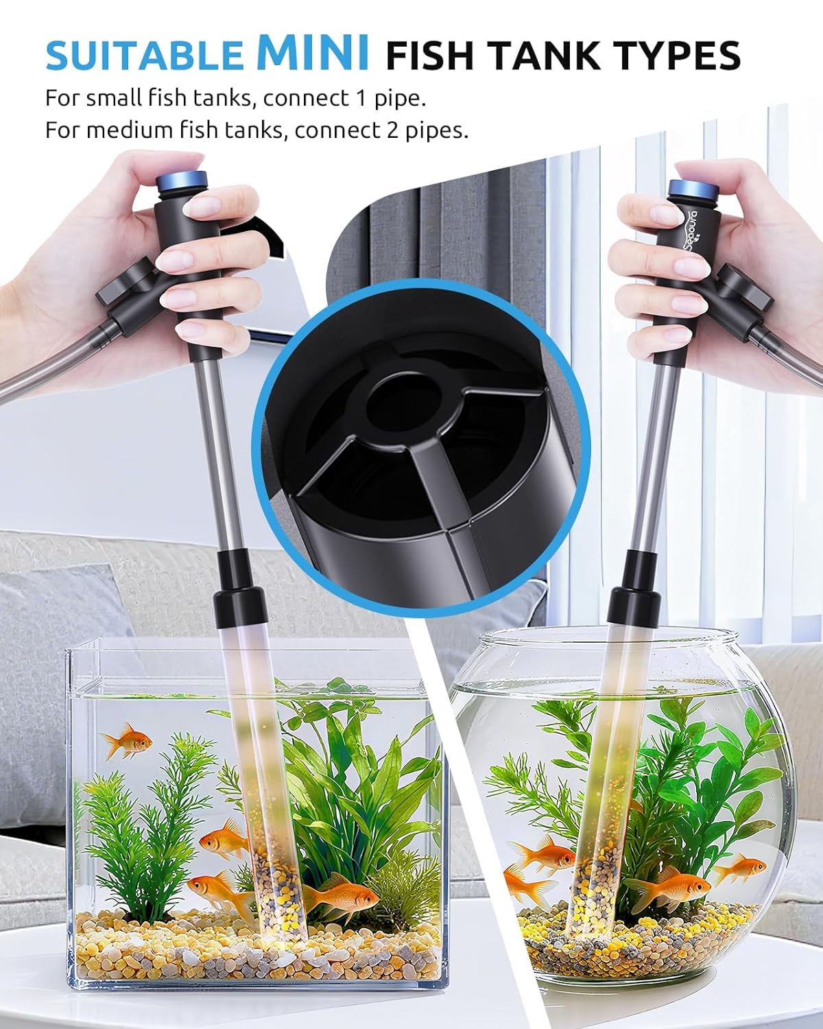 SEAOURA Aquarium Thermometer & Aquarium Vacuum Cleaner