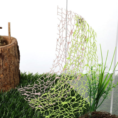 6Pcs Jumping Spider Habitat Accessories Enclosure Decor Spider Webbed Moss Ribbon with Magnets Climbing and Feeding Platforms Kit Green Brown