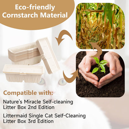 30 PCs Disposable Waste Receptacles with Charcoal Bags Compatible with Nature's Miracle Litter Box 2nd and Littermaid Litter Box 3rd, Disposable Cat Litter Trays (Machine NOT Included)