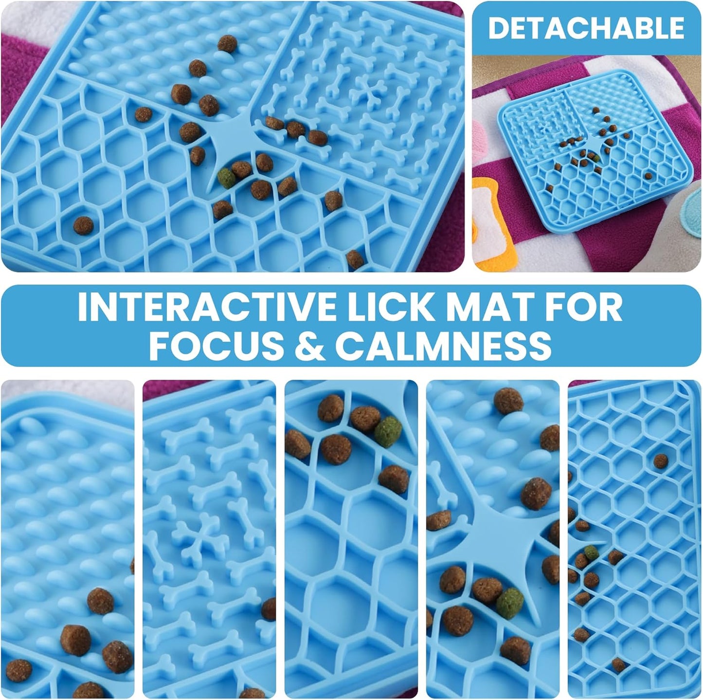 Soft Snuffle Mat for Dogs Large Breed & Lick Pad, Keeps Pets Busy, Comfortable Sniff & Enrichment Mat to Lay On, Puzzle Toy with Lots of Games, Anti-Slip & Washable, Slows Down Feeding