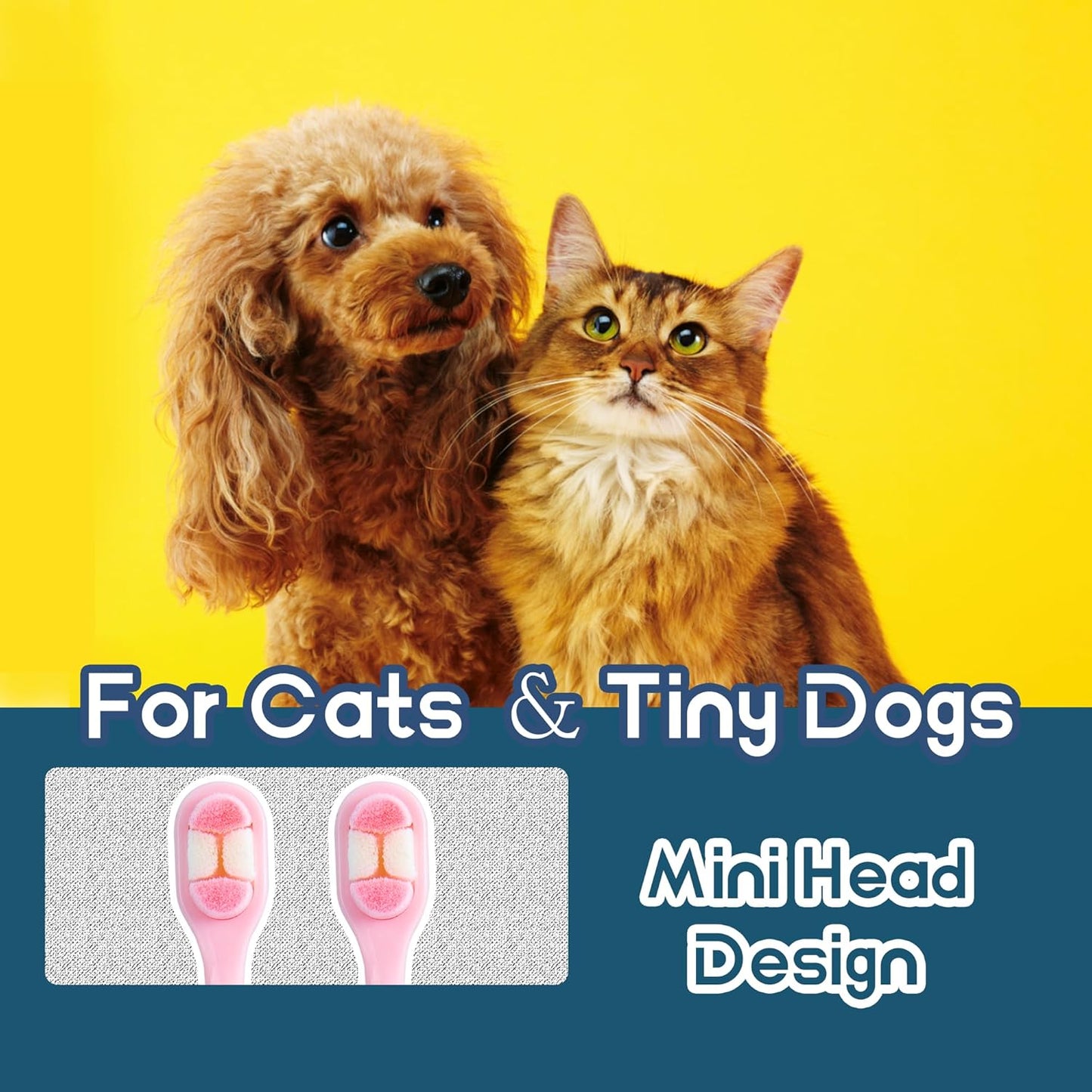 Small Dog Toothbrush, Cat & Puppy Tooth Brushing Kit, Ultra Soft & Mini Head Teeth Brush for Kitten & Tiny Pet, Doggy Toothbrushes Deep Dental Clean, 2 PCS, Blue