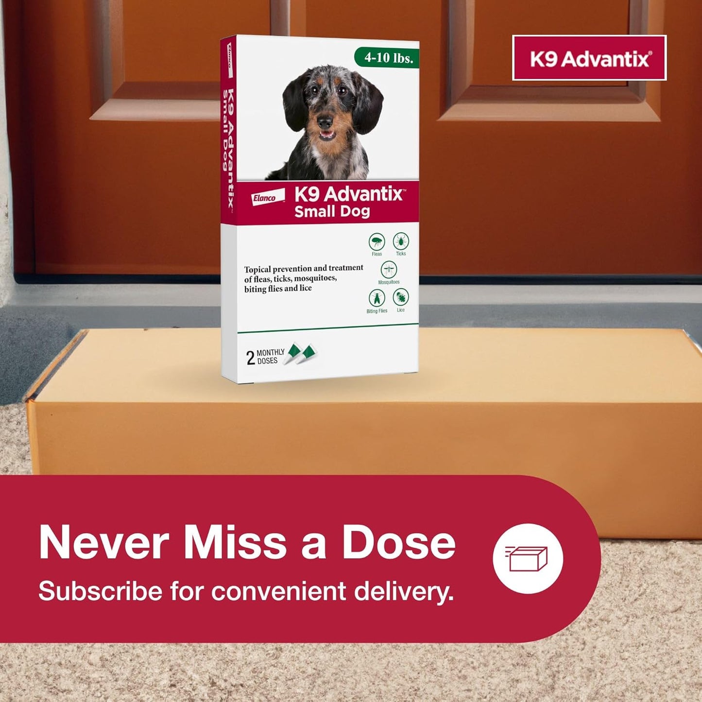K9 Advantix Flea, Tick & Mosquito Prevention for Dogs 4-10 lbs. | Flea Drops for Small Dogs | Apply Monthly | 4 Treatments (Pack of 2)