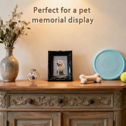 Dog Memorial Gifts for Loss of Pet - Rotating Wooden Frame for 4x6 Photo & Fur Hair Jar - Sympathy Gift for Pet Bereavement, Remembrance Keepsake - Rainbow Bridge Gift