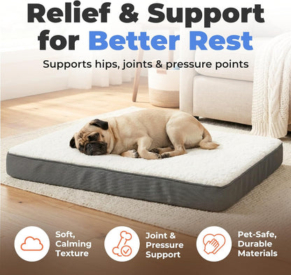 Best Pet Supplies Orthopedic Dog Bed with Memory Foam, Washable Dog Crate Mat for Small, Medium & Large Dogs, Thick Mattress for Crates, Kennels or Floor, Waterproof Pet Bed - Gray, 35 x 22 x 4
