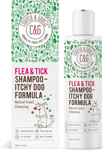 Itchy Dog Flea and Tick Shampoo 300ml – Plant-Based Gentle Dog Shampoo – Flea & Tick Care for Dogs – Cleanses & Freshens Coat – for Sensitive Skin – by C&G Pets
