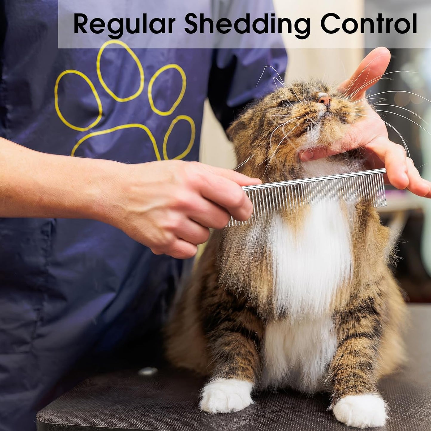 BEVTEE Dog Combs for Grooming Matting, 3 Pack Metal Comb for Pet Cat Greyhound Poodle Doodle, Removing Tangles & Knots, 6.3"/7.4"