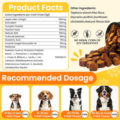 200 Chews No Poo&Probiotic Chew For Dogs-2 In 1 Control Coprophagia&Probiotics Supplement- Natural Soft Treats Deterrent Eat Poop-Digestive Enzymes with Prebiotics Support Gut Health-Chicken Flavor