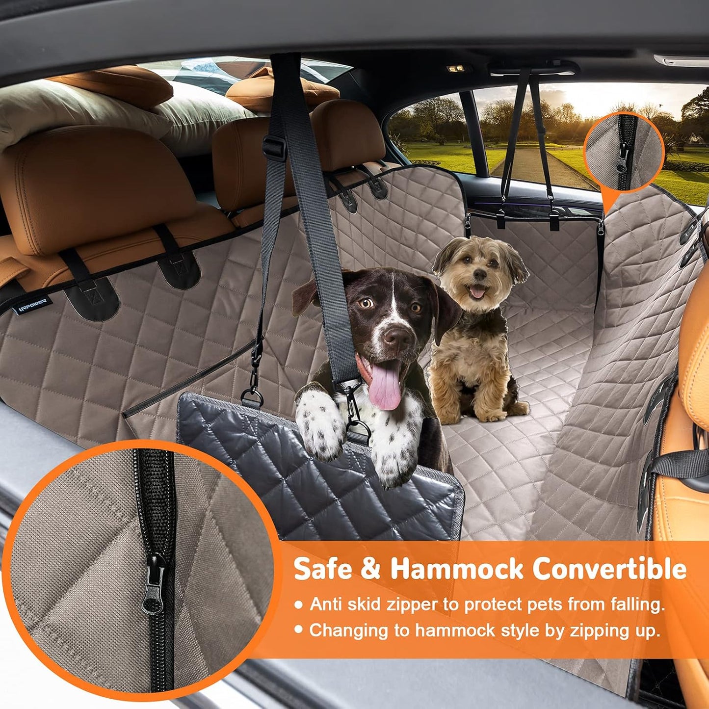 URPOWER Dog Seat Cover Car for Pets 100% Waterproof Pet Hammock 600D Heavy Duty Scratch Proof Nonslip Durable Soft Back Covers Cars Trucks and SUVs