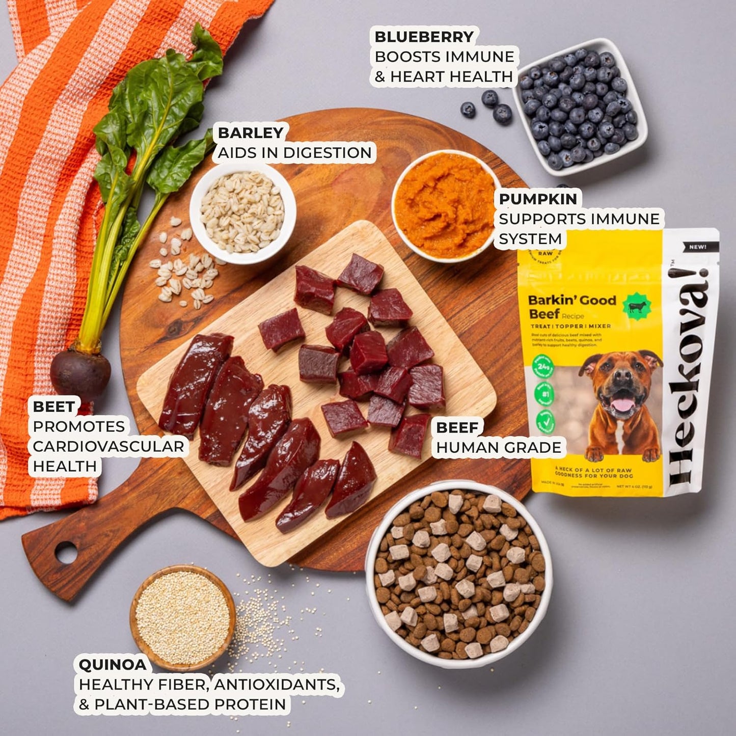 Barkin’ Good Beef - Freeze Dried Raw Dog Treats, Human Grade Beef Heart and Liver for Training, Meal Topper - High Protein (24g Per Cup) - Best Dog Stocking Stuffers, Made in The USA, 4oz Bag