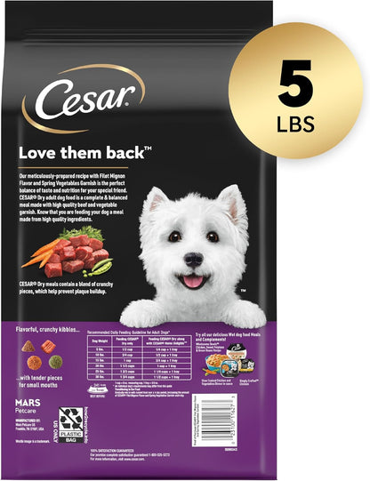 Cesar Small Breed Dry Dog Food Filet Mignon Flavor and Spring Vegetables Garnish, 5 lb. Bag