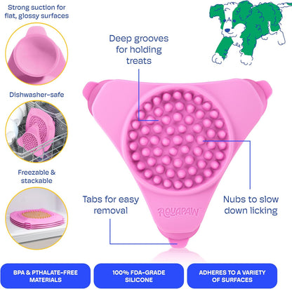 Aquapaw Lick Mat for Dogs 2-Pack XL & Small, Suction Cup Dog Slow Feeder Pad & Licking Mat for Peanut Butter Treats – Calming Dog Bathing Aid, Stress Relief & Mental Stimulation for All Breeds - Pink