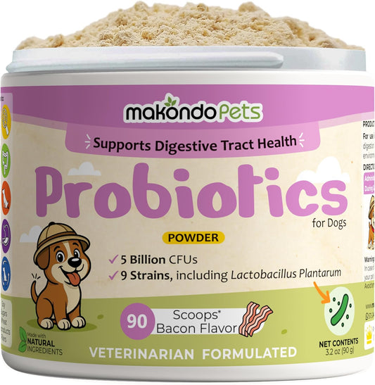 Probiotics for Dogs & Puppies–Extra Strength 9 Species, 5 Billion CFU per Scoop of Dog Probiotics and Digestive Enzymes. Support Fiber for Dogs & Dog Allergy Relief– Powder Probiotic for Canines