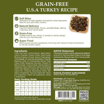 Herz Air-Dried Dog Food – U.S.A Turkey Breast Recipe 2 lb, Single Pure-Meat, Grain Free, All Natural, High Protein, Limited Ingredients