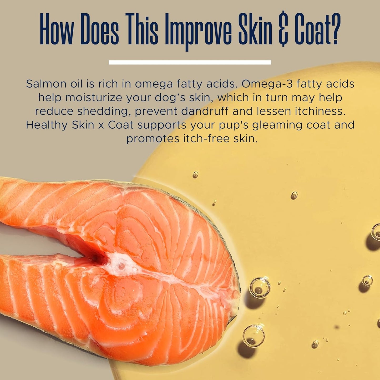 Dog Fish Oil Supplements - 180 Delicious Chew Treats - Omega 3 Rich Salmon Oil, EPA, DHA, Biotin, and Vitamin E for Healthier, Shinier, Skin, Coat and Fur, Helps Skin Allergies