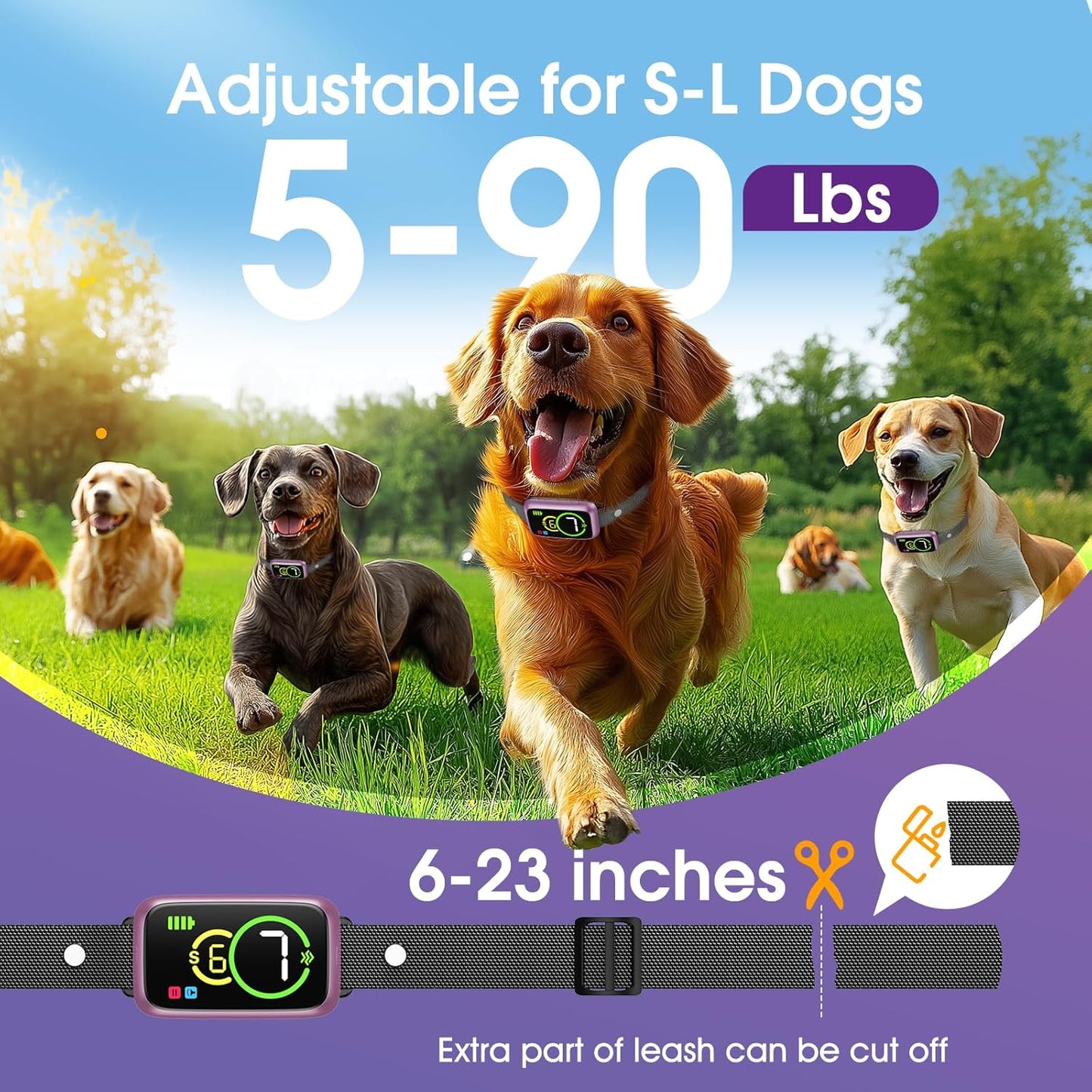 Smart Dog Bark Collar, Automatic Stop Bark Collar for Large, Medium, Small Dogs, Safe & Humane Barking Collar with Beep, Vibration & 7 Adjustable Sensitivity, Anti Barking Device IP67 Waterproof