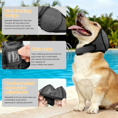 Dog Ear Muffs,no Flap Ear Wraps for Dogs,Dog Ear Covers for Bath,Drying Swim Noise Ear Protection for Dogs for Fireworks Traveling(Grey,L)