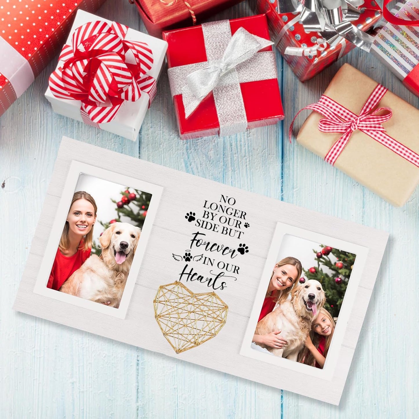 Dog Memorial Gifts for Loss of Dog, Pet Sympathy Gifts for Dogs Cats Owners Pet Memorial Frame for Loss of Dogs, White Pet Remembrance Frame for Double Picture 4×6 IN