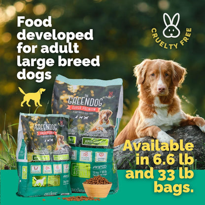 The Green Dog: Super Premium: Adult Regular Bite - 33 Lb Bag Dog Food - Plant Based Protein, Vegan Dry Pet Kibble, Gluten Free, Complete Nutrition