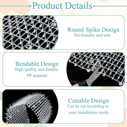 13FT Scat Mat for Cat, Cat Deterrent Mat with Spikes for Indoor & Outdoor Use Humane Cats Repellent Fence to Keep Animal and Dog Away from Furniture Plants Yard Garden