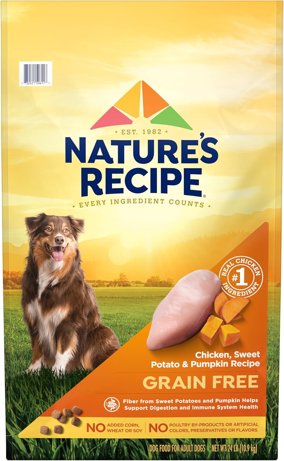 Nature’s Recipe Grain Free Chicken, Sweet Potato & Pumpkin Recipe Dry Dog Food, 24 lb. Bag