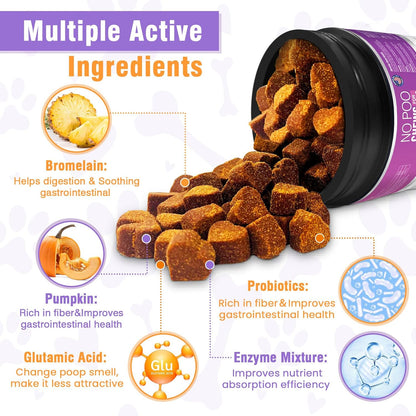 200 Chews No Poo Chews-No Poop Eating Deterrent for Dog-Coprophagia Deterrent for Dogs-Prevent Stop Dogs from Eating Poop Supplement with Digestive Enzymes&Probiotics-Breath Freshener-Chicken Flavor