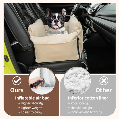 FEXIA Small Dog Car Seats for Small Dogs, Waterproof Dog Bed with Storage Pockets, Clip on Safety Leash and Thickened Memory Foam Filling, Pet Car Seat Puppy Travel Carrier Bed
