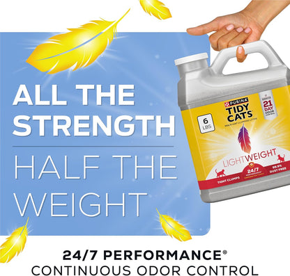Purina Tidy Cats LightWeight 24/7 Performance Odor control, Multi-Cat, Clumping, 99.9 Percent Dust Free Cat Litter - 6 lb. Jug