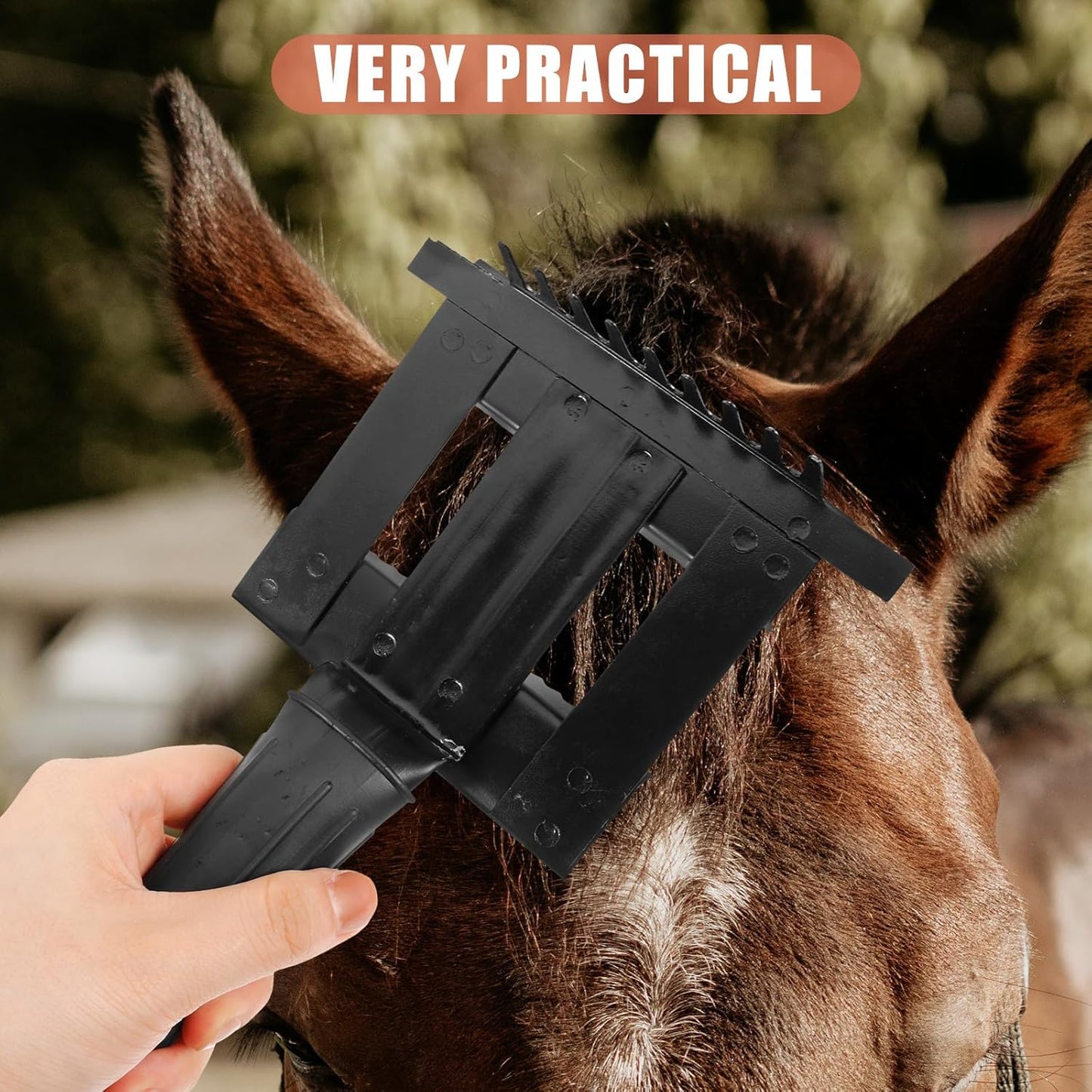 Horse Grooming Brush and Livestock Fur Scraper Metal Itch-Relief Comb Thickened Black for Animal Hair Cleaning and Pet Horse Care