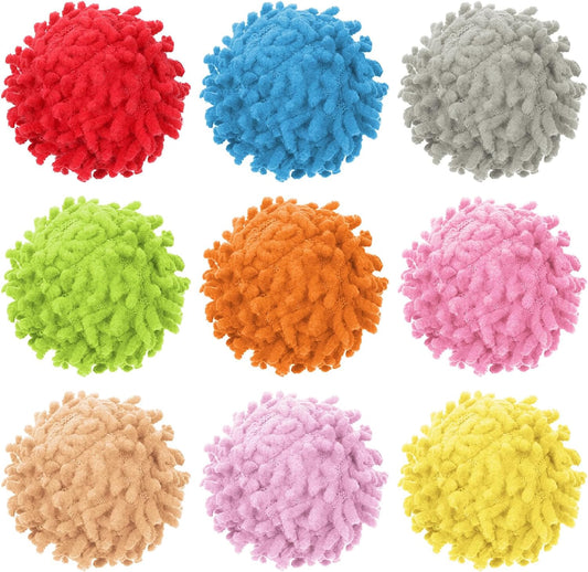9 Pcs Fuzzy Cat Ball Toys Kitten Puff Balls Safe Pom Pom Balls for Indoor Cats 2-inch Colorful Cats Toy Ball Soft Catss Poms Kitten Chasing Toys with Bell for Catss Kittens Pet Exercising Playing