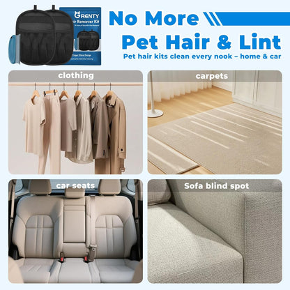 GRENTY Pet Hair Removal Glove for Dogs & Cats (2 PCS), Upgraded Five-Finger Electrostatic Magic Brush Pet Hair Remover, Pet Hair Removal Tools for Clothing, Carpet, Sofa Gaps, Car Seat