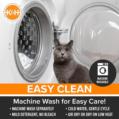 K&H PET PRODUCTS Self-Warming Cat Bed Pad, Self Heating Pad for Outdoor Cat Houses, Warming Mat for Indoor Pet Beds & Furniture, Reversible Blanket, Washable - Small 21 X 17in Oatmeal/Chocolate