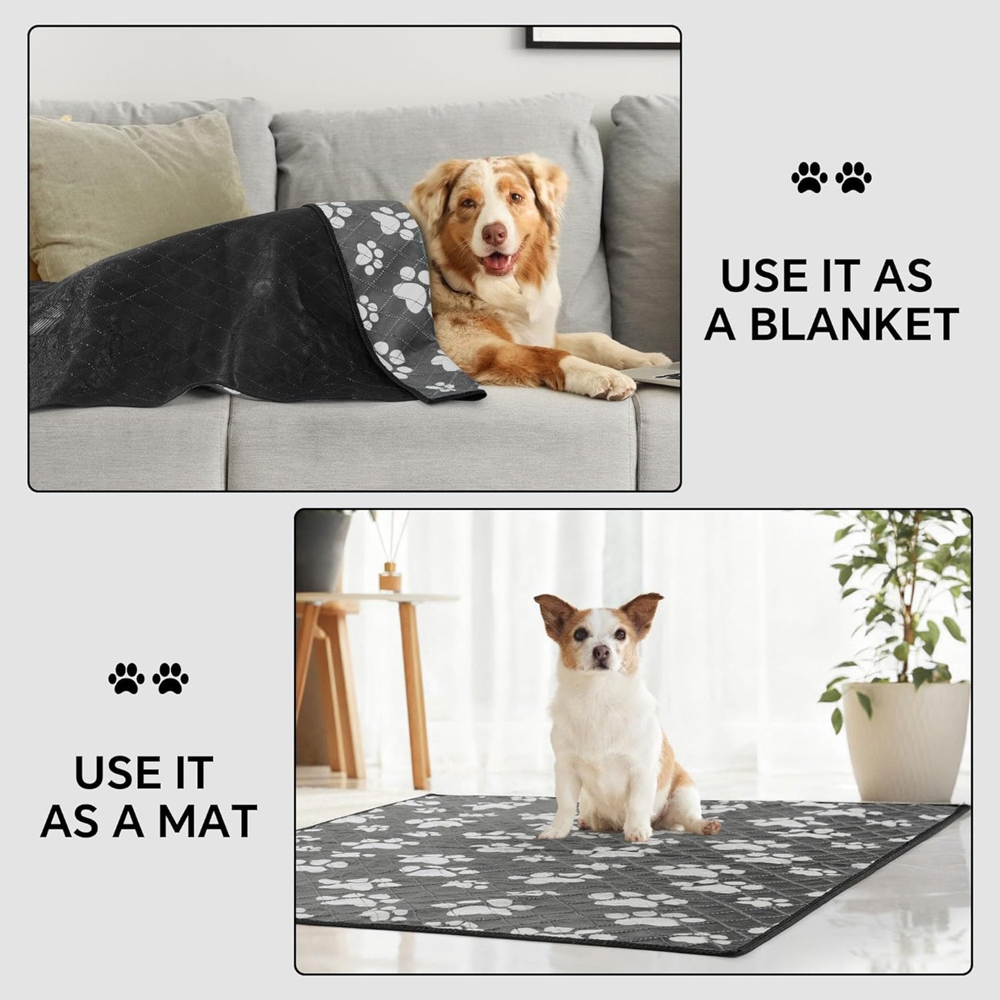 HOMBYS Double-Sided Indestructible Dog Blanket 40"x30", Chew Proof Tear-Resistant Pet Blanket for Aggressive Chewers, Duranble Furniture Protector for Sofa Bed & Crate, Grey