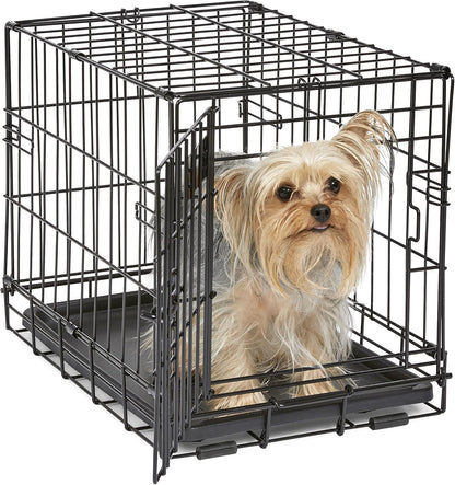 Midwest Homes for Pets 18-Inch iCrate Folding Dog Crate with Divider Panel, Leak-Proof Tray & Secure Latches – Metal Wire Kennel for Tiny Breeds – Portable, Durable & Easy to Assemble