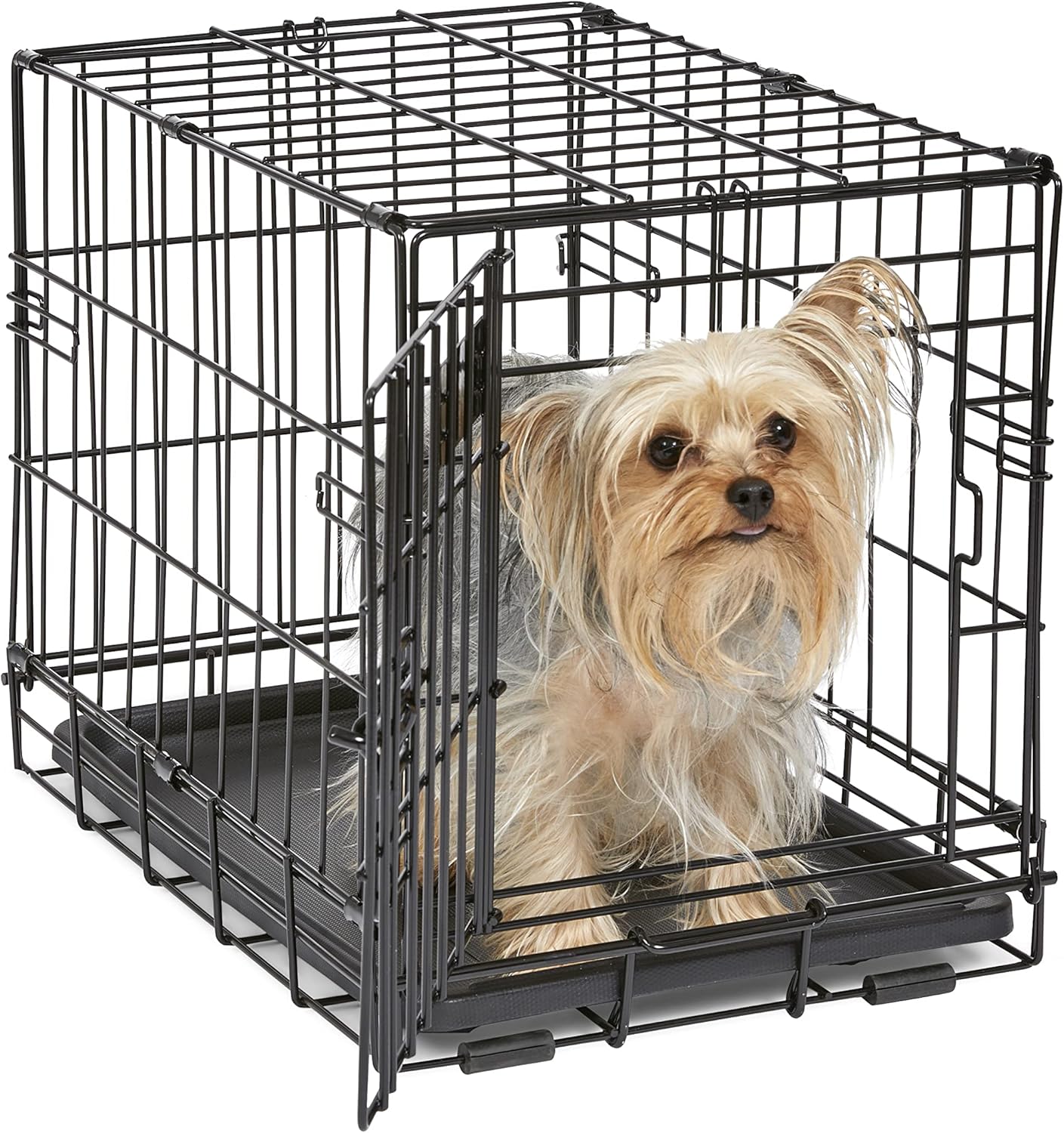 Midwest Homes for Pets 18-Inch iCrate Folding Dog Crate with Divider Panel, Leak-Proof Tray & Secure Latches – Metal Wire Kennel for Tiny Breeds – Portable, Durable & Easy to Assemble