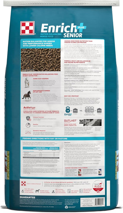 Purina | Enrich Plus Senior Ration Balancing Horse Feed | 50 Pound (50 LB) Bag