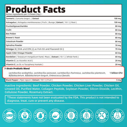 Dog Skin & Allergy Chews - Dog Probiotics for Sensitive Skin Health Support - Allergy Relief - Support Seasonal Allergies, Immune & Gut & Digestive Health Supplement - Beef Flavor - 90 Count