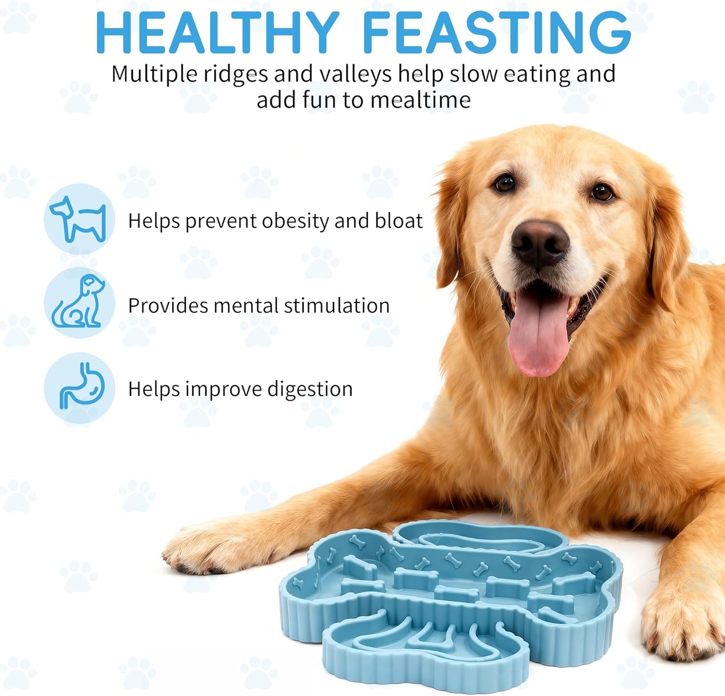 Slow Feeder Dog Bowls - Silicone Slow Eating Dog Food Bowl for Small Medium Large Breed - Puppy Puzzle Bowl Anti-Choking Stop Bloat - Non-Slip Pet Lick Plate, Easy to Clean
