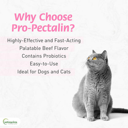 Vetoquinol Pro-Pectalin Chewable Tablets for Dogs & Cats, Helps Relieve Occasional Diarrhea, Situational Diarrhea Relief with Kaolin and Pectin, Contains Beneficial Probiotic Bacteria, 60ct