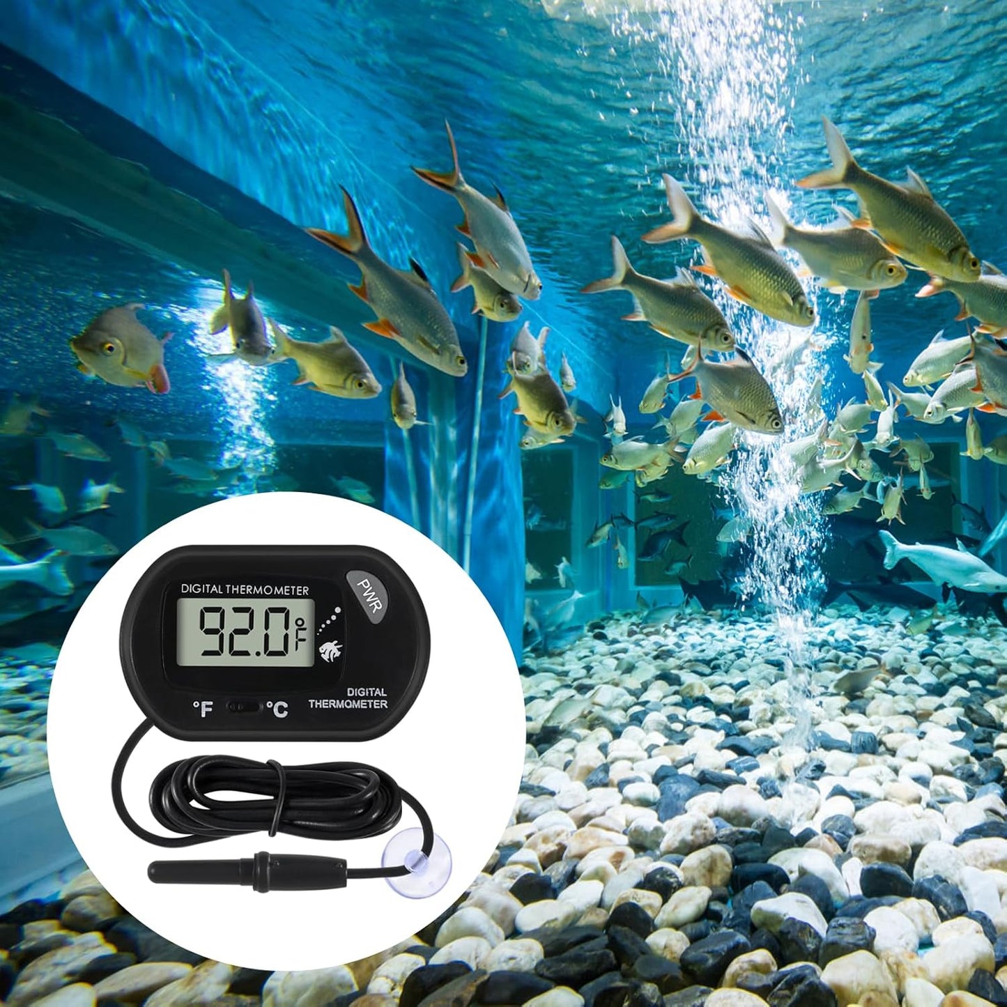 4Pcs Aquarium Thermometer Fish Tank Thermometer Reptile Fahrenheit Terrarium Water Temperature Indicator Test Digital with LCD Display Fahrenheit/Celsius