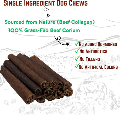 Pets WH Plus-Premium High Collagen Beef Dog Chews, 100% Natural, Single Ingredient, Grass-Fed Beef, 6” Sticks, 5 Count | Long-Lasting, Grain-Free, Rawhide-Free, Supports Joint Mobility & Dental Health