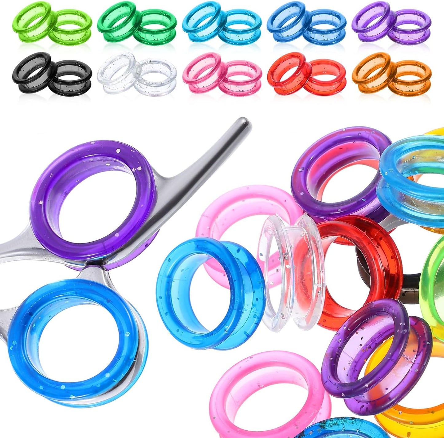 Silicone Scissors Finger Rings, 20 Pcs Soft Scissor Thumb Insert Finger Protection Ring for Pet Grooming Scissor Accessories Dog Grooming Shear Fingers Ring Inserts for Dog Hair Cutting