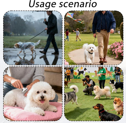 2Pcs Transparent Dog Raincoat for Small Medium Dogs, Waterproof Pet Hooded Poncho with Adjustable Snaps and Leash Hole Portable Dog Raining Coat for Bichon Poodle Medium 3.3-5.1lbs