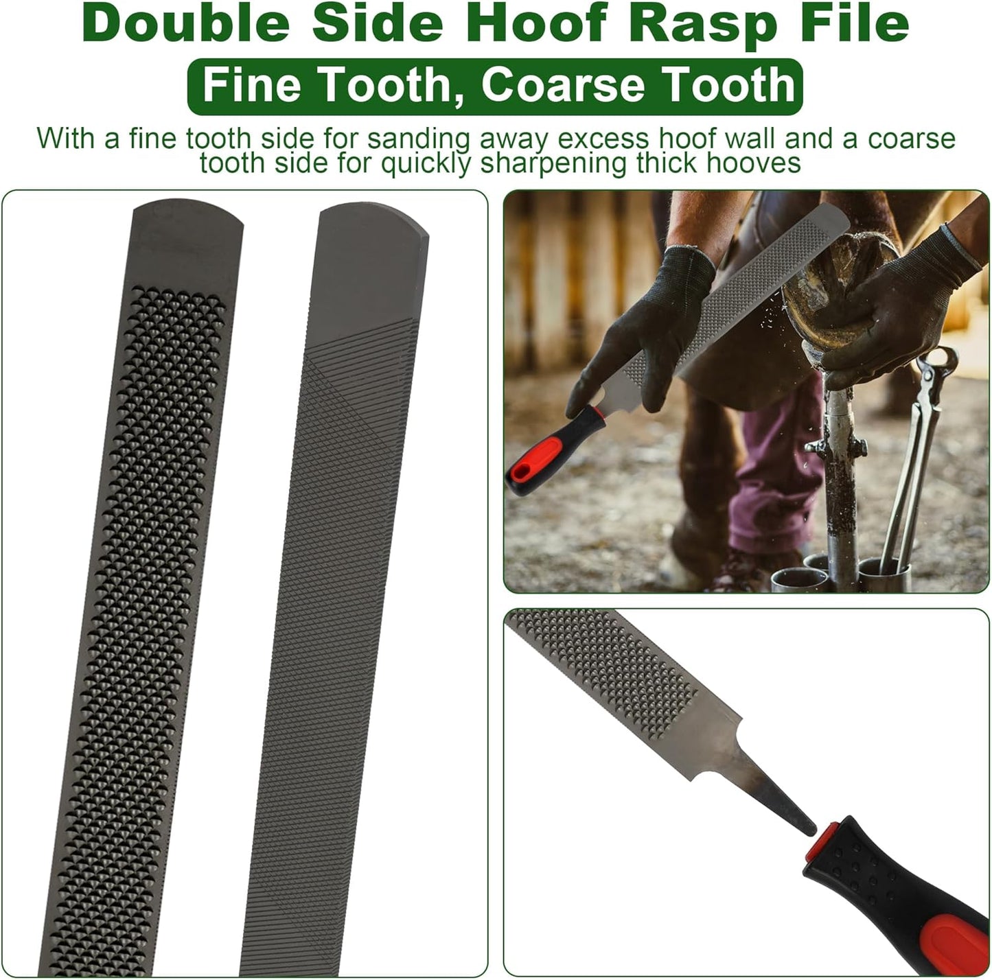 12Pcs Farrier Tools Kit Hoof Trimming Tools with Tool Bag, Hoof Nippers, Horseshoe Cutting Pliers, Goat Hoof Trimmers Shear, Hoof Rasp File, Horseshoe Brush, Hoof Knife, Hoof Hammer, Gloves