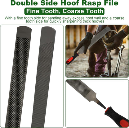 12Pcs Farrier Tools Kit Hoof Trimming Tools with Tool Bag, Hoof Nippers, Horseshoe Cutting Pliers, Goat Hoof Trimmers Shear, Hoof Rasp File, Horseshoe Brush, Hoof Knife, Hoof Hammer, Gloves